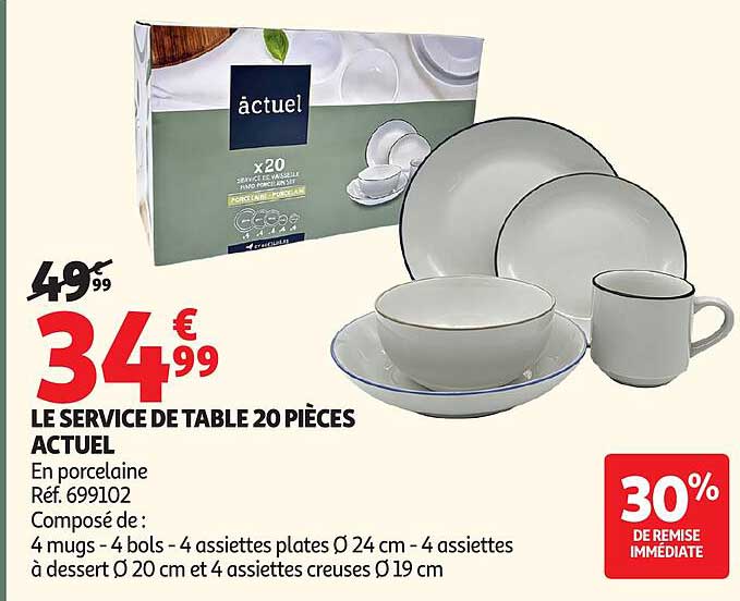 LE SERVICE DE TABLE 20 PIÈCES ACTUEL