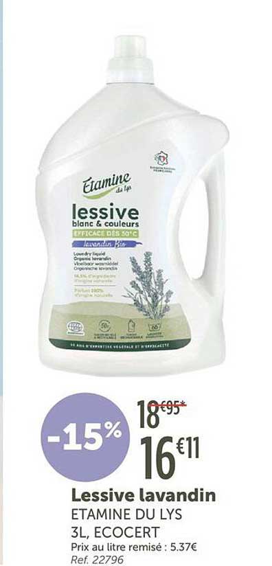 Lessive lavandin ETAMINE DU LYS 3L, ECOCERT
