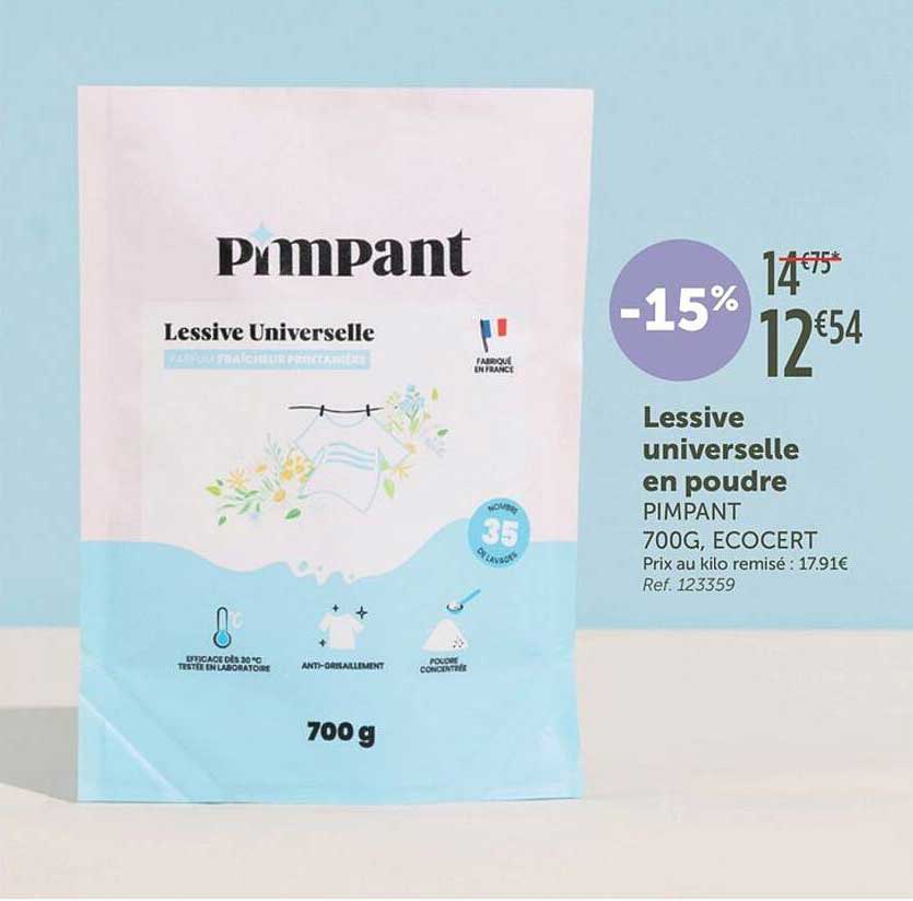 Lessive universelle en poudre PIMPANT 700G, ECOCERT