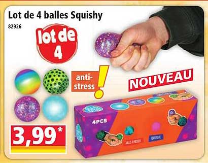 Lot de 4 balles Squishy