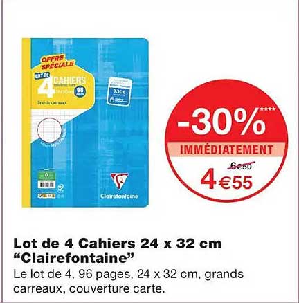 Lot de 4 Cahiers 24 x 32 cm “Clairfontaine”