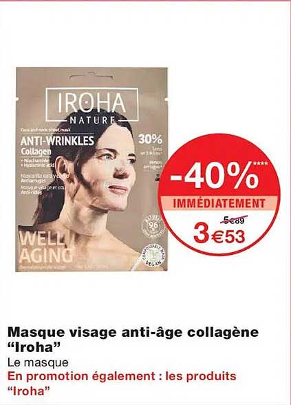 Masque visage anti-âge collagène “Iroha”