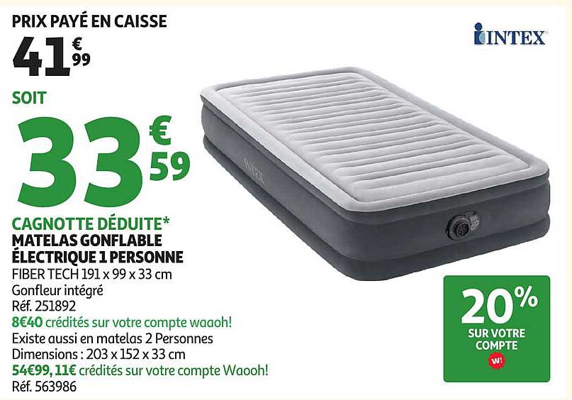 MATELAS GONFLABLE ÉLECTRIQUE 1 PERSONNE