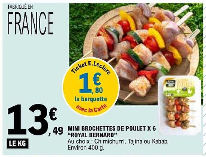 MINI BROCHETTES DE POULET X 6 “ROYAL BERNARD”