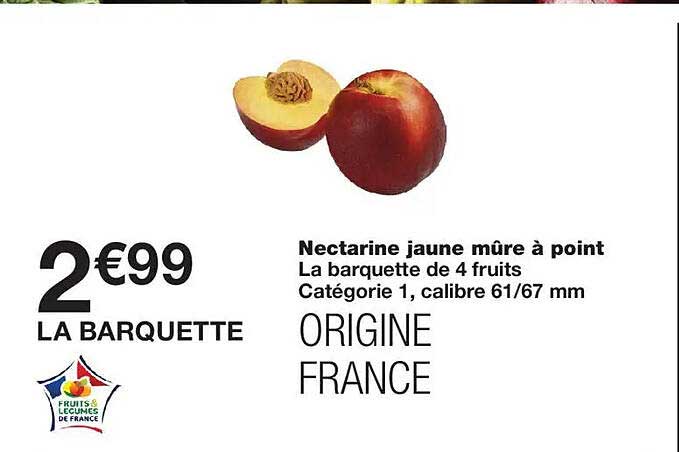 Nectarine jaune mûre à point