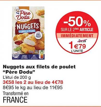 Nuggets aux filets de poulet “Père Dodu”