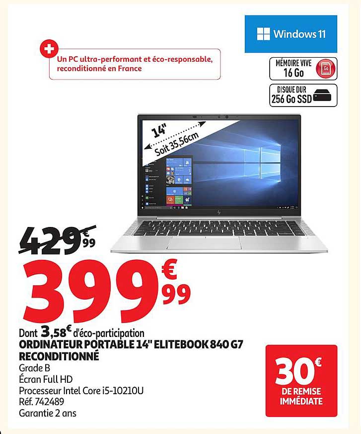 ORDINATEUR PORTABLE 14" ELITEBOOK 840 G7 RECONDITIONNÉ