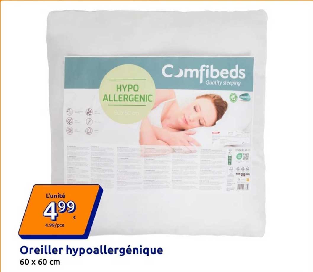Oreiller hypoallergénique 60 x 60 cm
