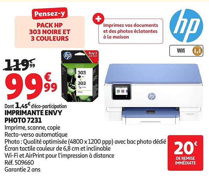 PACK HP 303 NOIRE ET 3 COULEURS