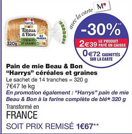 Pain de mie Beau & Bon “Harry’s” céréales et graines