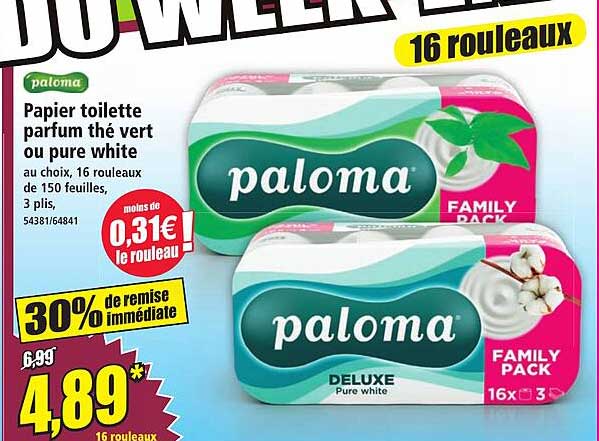 Papier toilette parfum thé vert ou pure white