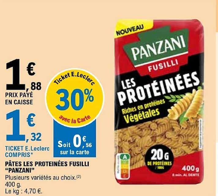 PÂTES LES PROTÉINÉES FUSILLI “PANZANI”