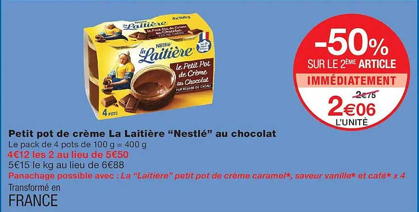 Petit pot de crème La Laitière “Nestlé” au chocolat
