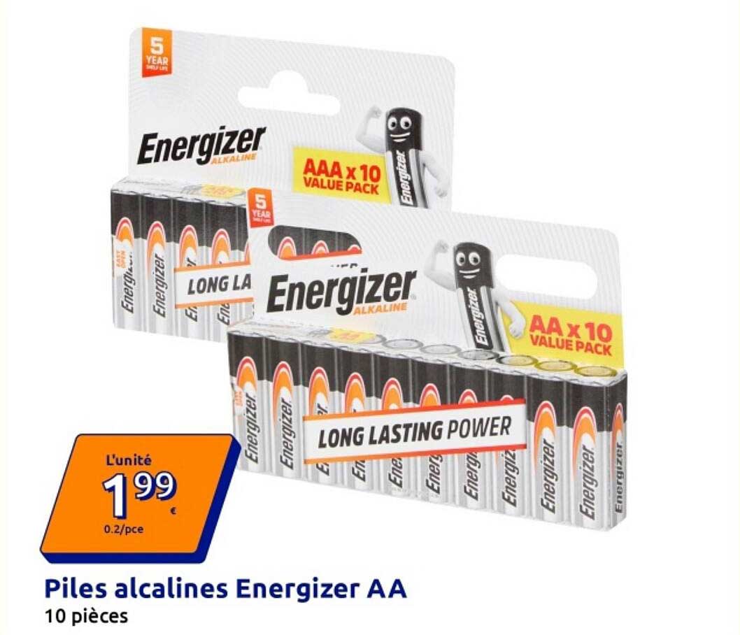 Piles alcalines Energizer AA 10 pièces