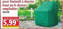 pour fauteuil à dossier haut ou 6 chaises empliesables