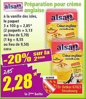 Préparation pour crème anglaise à la vanille des isles, le paquet