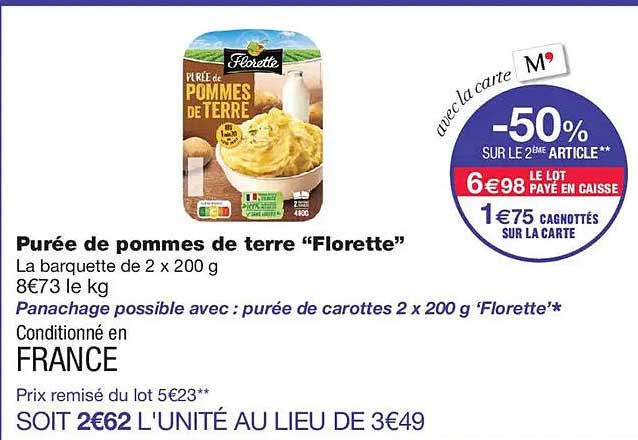 Purée de pommes de terre “Florette”