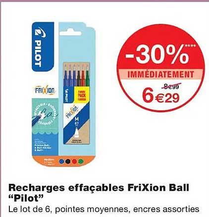 Recharges effaçables FriXion Ball "Pilot"