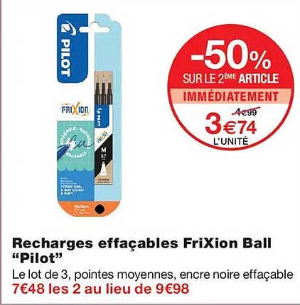 Recharges effaçables FriXion Ball “Pilot”