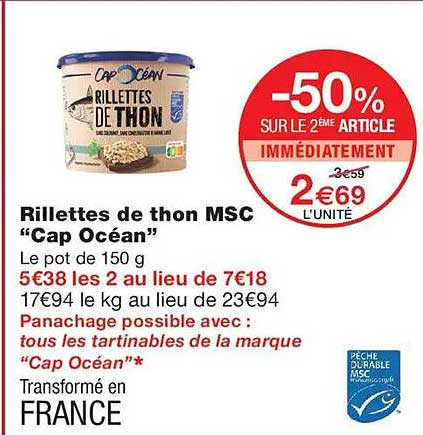 Rillettes de thon MSC “Cap Océan”