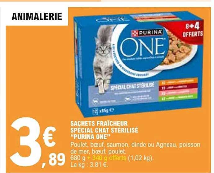 SACHETS FRAÎCHEUR SPÉCIAL CHAT STÉRILISÉ "PURINA ONE"