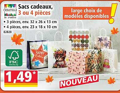 Sacs cadeaux, 3 ou 4 pièces
