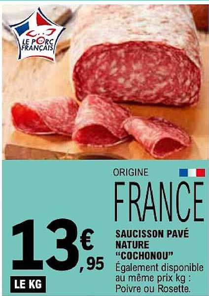 SAUCISSON PAVÉ NATURE "COCHONOU"