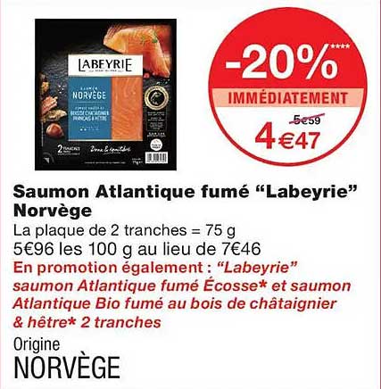 Saumon Atlantique fumé “Labeyrie” Norvège