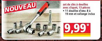 set de clés à douilles avec cliquet, 13 pièces