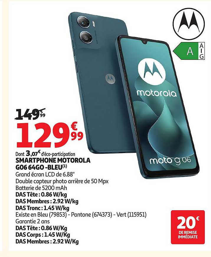 SMARTPHONE MOTOROLA G06 64GO - BLEU