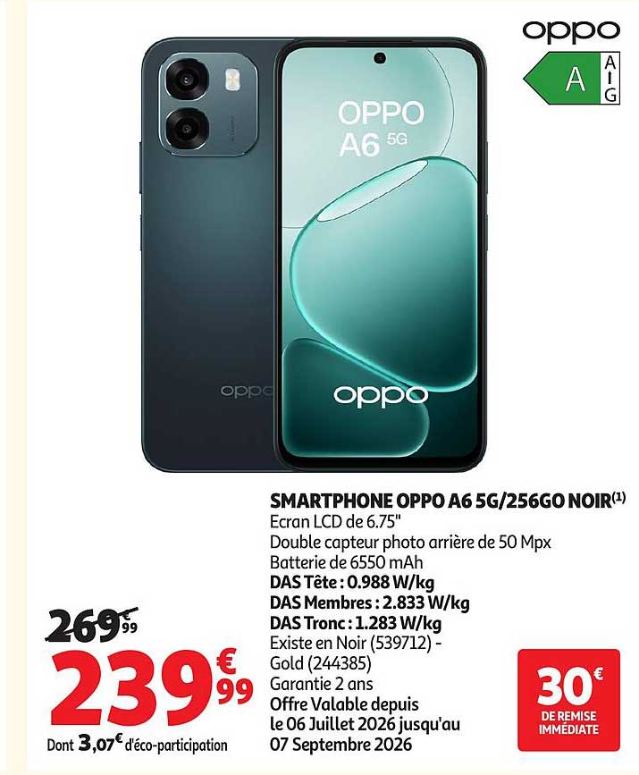 SMARTPHONE OPPO A6 5G/256GO NOIR(1)
