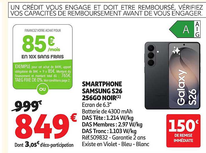 SMARTPHONE SAMSUNG S26 256GO NOIR(1)