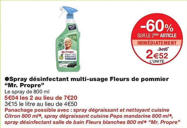 Spray désinfectant multi-usage Fleurs de pommier “Mr. Propre”