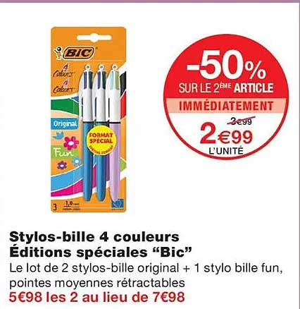 Stylos-bille 4 couleurs Éditions spéciales “Bic”