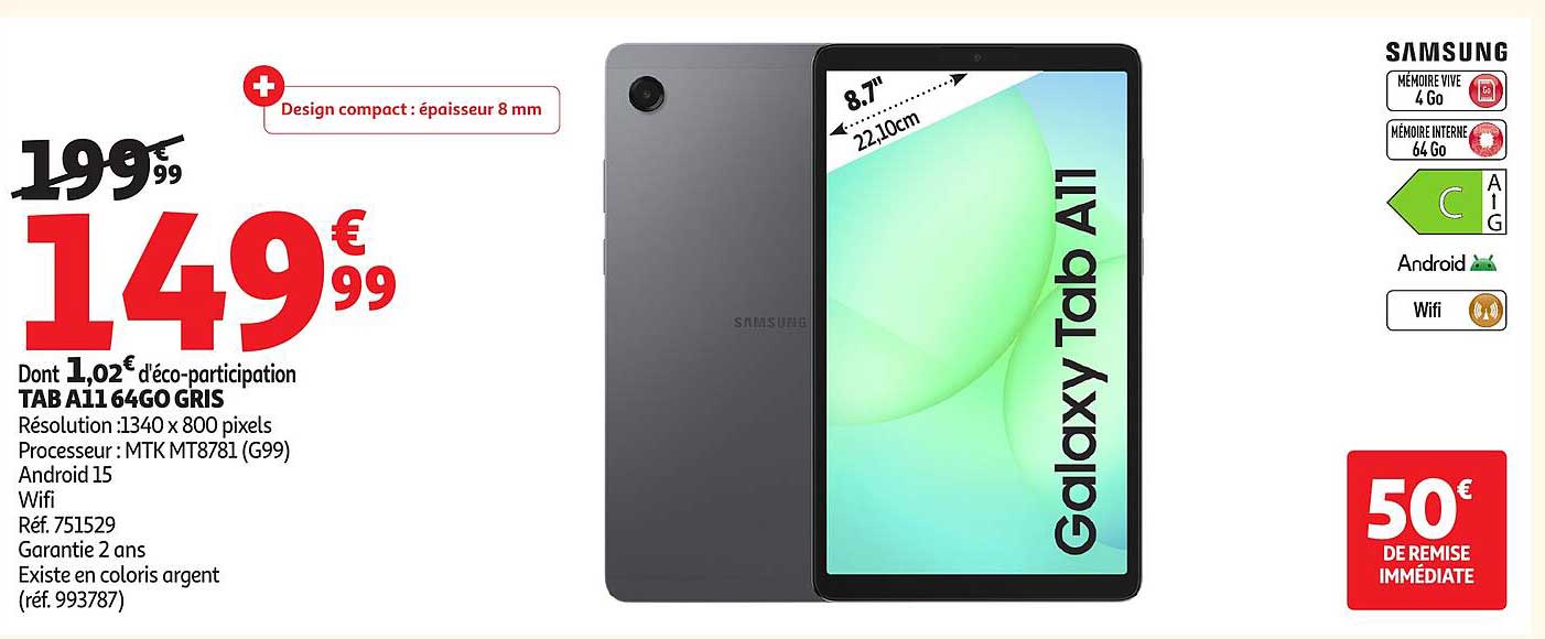 TAB A11 64GO GRIS
