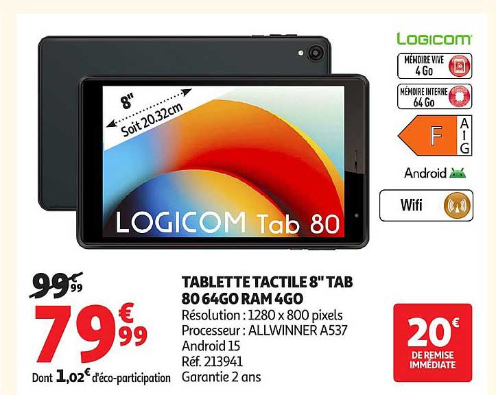 TABLETTE TACTILE 8" TAB 80 64GO RAM 4GO