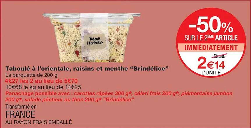 Taboulé à l’orientale, raisins et menthe “Brindélice”