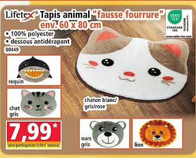 Tapis animal “fausse fourrure” env. 60 x 80 cm