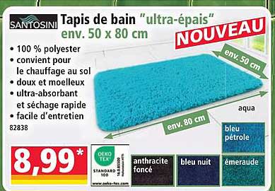 Tapis de bain "ultra-épais" env. 50 x 80 cm