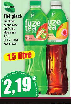 Thé glacé au choix, pêche rose ou fraise aloé vera 1,5 l