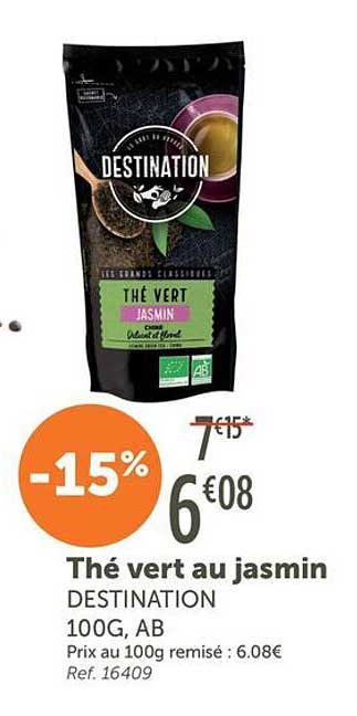Thé vert au jasmin DESTINATION 100G, AB