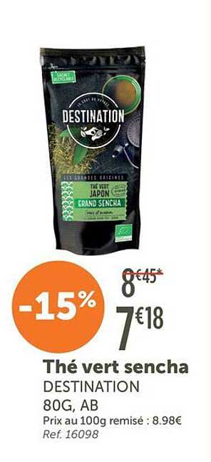 Thé vert sencha DESTINATION 80G, AB