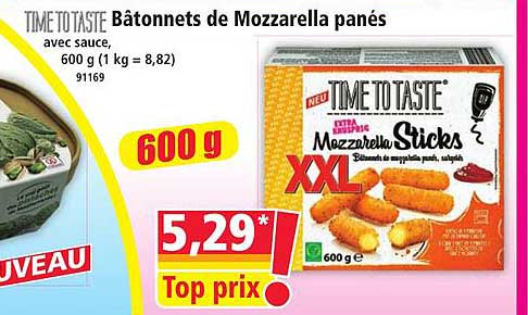 TIME TO TASTE Bâtonnets de Mozzarella panés