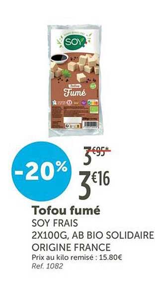 Tofu fumé SOY FRAIS 2X100G, AB BIO SOLIDAIRE ORIGINE FRANCE