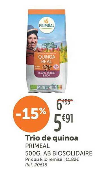 Trio de quinoa PRIMEAL 500G, AB BIOSOLIDAIRE