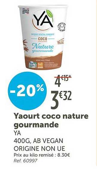 Yaourt coco nature gourmande