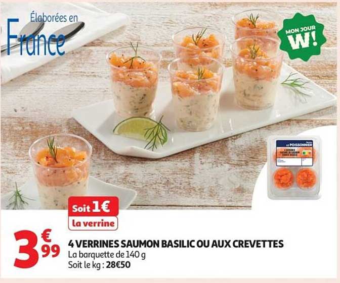 4 VERRINES SAUMON BASILIC OU AUX CREVETTES