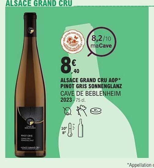 ALSACE GRAND CRU AOP* PINOT GRIS SONNENGLANZ CAVE DE BEBLENHEIM 2023 75 cl