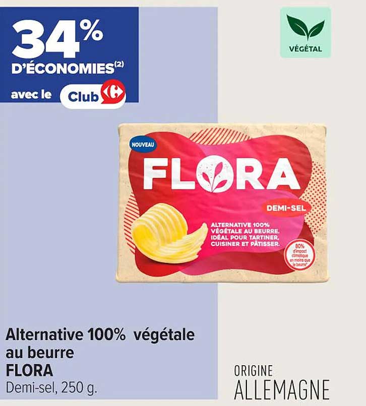 Alternative 100% végétale au beurre FLORA
