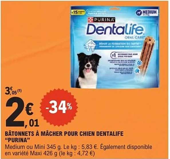 BÂTONNETS À MÂCHER POUR CHIEN DENTALIFE "PURINA"
